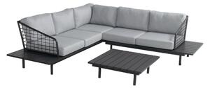 Černo-šedý hliníkový zahradní lounge set pro 4 Capri – Hartman