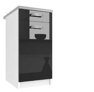 Kuchyňská skříňka Belini spodní se zásuvkami 40 cm černý lesk s pracovní deskou INF SDSZ1-40/1/WT/B/0/D