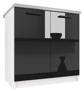 Kuchyňská skříňka Belini spodní 80 cm černý lesk s pracovní deskou INF SD80/0/WT/B/0/B1