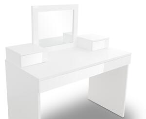 Toaletní stolek z zrcadlem Combo 14 i 10 - Bílý/MDF Bílý lesk - Konec série