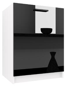 Kuchyňská skříňka Belini dřezová 60 cm černý lesk bez pracovní desky INF SDZ60/0/WT/B/0/B1