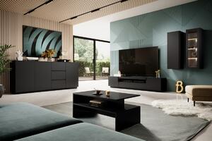 TV stolek Loftia 200 cm - černá / černý mat