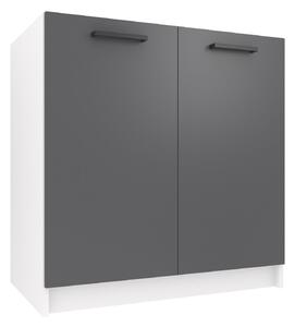Kuchyňská skříňka Belini dřezová 80 cm šedý mat bez pracovní desky TOR SDZ80/0/WT/SR/0/B1