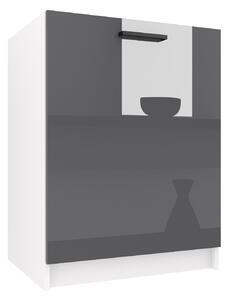 Kuchyňská skříňka Belini dřezová 60 cm šedý lesk bez pracovní desky INF SDZ60/0/WT/S/0/B1
