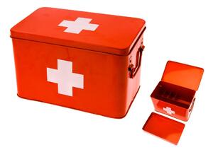 Plechový box lékárnička L Present Time (Barva- červená, bílý kříž)