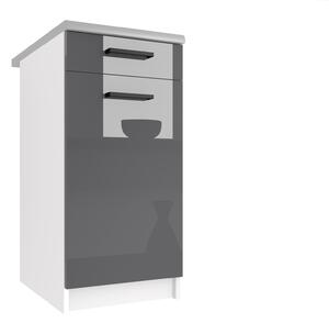Kuchyňská skříňka Belini spodní se zásuvkami 40 cm šedý lesk s pracovní deskou INF SDSZ1-40/0/WT/S/0/B1