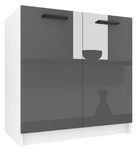 Kuchyňská skříňka Belini dřezová 80 cm šedý lesk bez pracovní desky INF SDZ80/0/WT/S/0/B1
