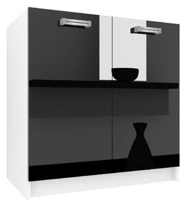 Kuchyňská skříňka Belini dřezová 80 cm černý lesk bez pracovní desky INF SDZ80/0/WT/B/0/D