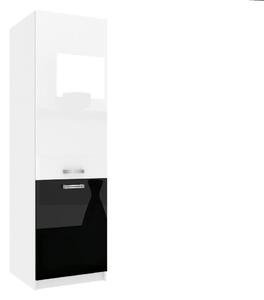 Vysoká kuchyňská skříňka Belini na vestavnou lednici 60 cm bílý lesk / černý lesk INF SSL60/0/WT/WB/0/D
