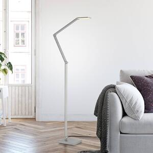 Paul Neuhaus LED stojací lampa SAMSKY, ocel, výška 161 cm, kovový dotykový stmívač, stmívatelný, Hliník / šedá / zinek, Obývací pokoj / jídelna, Hliník, Moderní