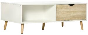 HOMCOM Moderní Konferenční Stolek s 2 Zásuvkami a Otevřenými Komorami pro Kancelář, Ložnici, Vzdělávací Místnost 106x58x39,5 cm Bílý | Aosom