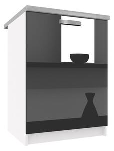 Kuchyňská skříňka Belini spodní 60 cm černý lesk s pracovní deskou INF SD60/0/WT/B/0/F