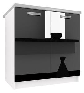 Kuchyňská skříňka Belini spodní 80 cm černý lesk s pracovní deskou INF SD80/0/WT/B/0/F