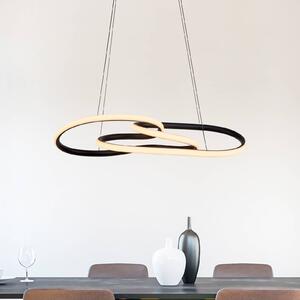 Paul Neuhaus LED závěsné světlo TWIST, černá, délka 76 cm, kovová, Switchdim, stmívatelný, Černá, Obývací pokoj / jídelna, Hliník, Moderní