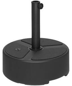 Outsunny plnitelný podstavec pro slunečník z HDPE — kulatý stojan pro tyče Ø38/Ø48 mm, pojme 20 kg písku nebo 18 kg vody, na balkon/terasu/zahradu — č