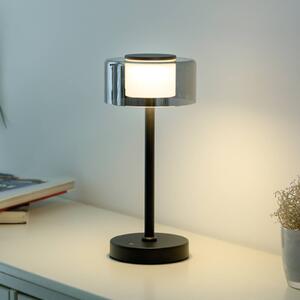 Paul Neuhaus LED stolní lampa na baterie RIKA, černá, 33 cm, kov/sklo, dotykové stmívání, stmívatelný, Černá, Obývací pokoj / jídelna, kov, Moderní
