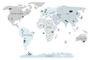 Pastelowe Love Samolepka na zeď Mapa světa Eco S