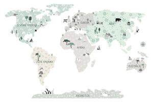 Pastelowe Love Samolepka na zeď Mapa světa Tropic Sand L