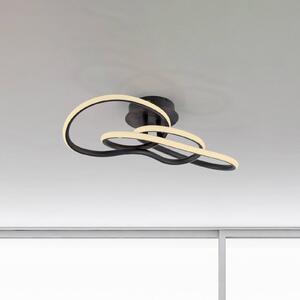 Paul Neuhaus LED stropní svítidlo TWIST, černé, délka 90 cm, kovové, Switchdim, stmívatelný, Černá, Obývací pokoj / jídelna, Hliník, Moderní