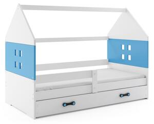 Dětská postel DOMI P1 COLOR + matrace + rošt ZDARMA, 80x160, bílá, modrá