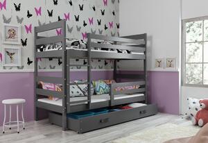 Patrová postel ERYK 2 + ÚP + matrace + rošt ZDARMA, 80x160 cm, grafit, grafit