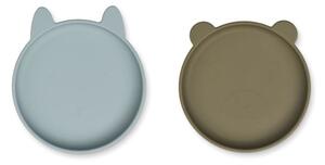 Liewood Olivia Sada silikonových talířů 2 ks Blue Fog/Khaki mix