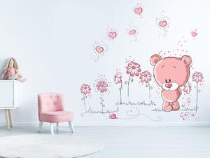 Růžový medvídek arch 60 x 28 cm