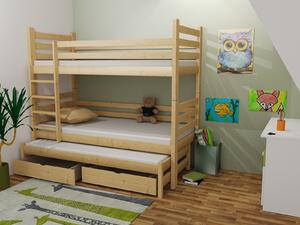 Vomaks Patrová postel s výsuvnou přistýlkou M 008 NEW* Rozměr: 80 x 180 cm, Barva: surové dřevo, Prostor mezi lůžky: 80 cm