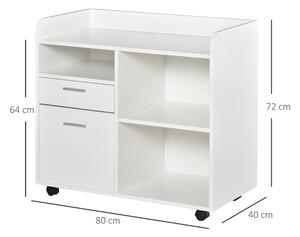 Stojan na tiskárnu Vinsetto - Mobilní organizační jednotka do kanceláře - 80D x 40Š x 72V cm Bílý dřevo | Aosom