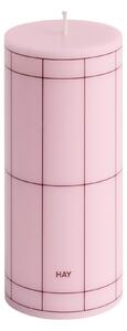 HAY Svíčka Column, Small, Pink / Bordeaux Grid
