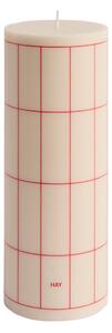 HAY Svíčka Column, Large, Off-White / Red Grid