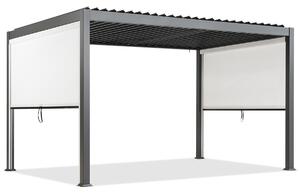 Volně stojící terasová pergola Lagos 3x4 s 3m dlouhými bočními roletami Garden Point v antracitově bílé barvě