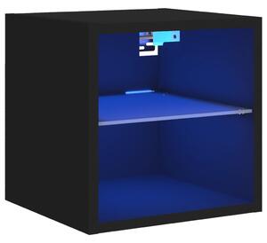 Nástěnná TV skříňka s LED osvětlením černá 30 x 28,5 x 30 cm