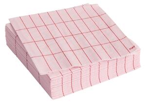 HAY Papírové ubrousky Pattern Cocktail, 20 ks, Light Pink / Red grid