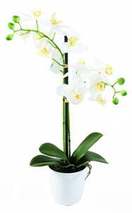 Umělá květina Orchidej bílá DELUXE, 55cm