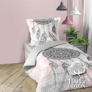 Bílo-růžové bavlněné povlečení na jednolůžko 140x200 cm Namaste – douceur d'intérieur
