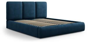 Tmavě modrá čalouněná dvoulůžková postel s úložným prostorem s roštem 140x200 cm Brody – Mazzini Beds