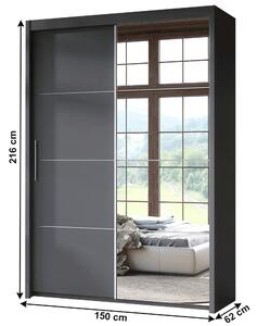 Skříň s posuvnými dveřmi, šedá, DTD, KAIPO 1