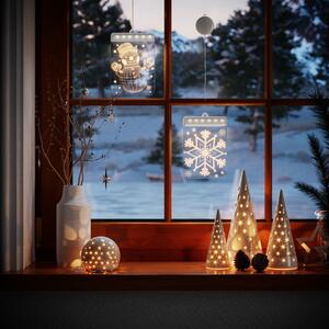 AmeliaHome LED světelná ozdoba na okno SNOWMAN bílá