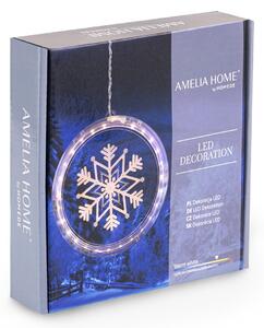 AmeliaHome LED světelná ozdoba na okno SNOWBALL kruhová bílá