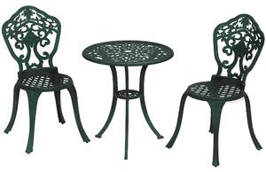 Bistro set do zahrady Outsunny z hliníku, 3dílná souprava zahradního nábytku (2 židle + 1 kulatý stůl), vzhled kovaného železa | Aosom