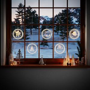 AmeliaHome Sada LED světelných ozdob na okno CHRISTMAS MOOD kruhová bílá