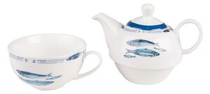 Tea for One s rybkami Fish Blue - 17*11*14 cm / 400 ml / 250 ml