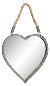 Zrcadlo ve tvaru srdce zavěšené na lanu - 27*3*29 cm