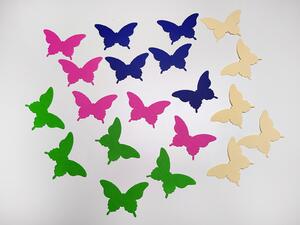 3D barevní motýlci 20 ks 7,5 x 5 cm