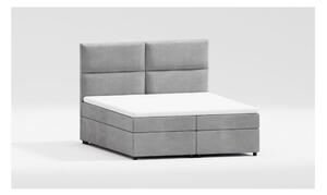Světle šedá čalouněná dvoulůžková postel s úložným prostorem s roštem 140x200 cm Rico – Ropez