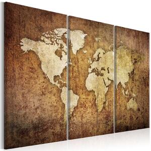 Obraz - Mapa světa: Hnědá textura 90x60