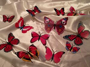 3D motýlci na zeď růžoví 12 ks 5,5 cm až 12 cm