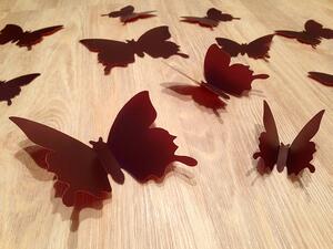 3D motýlci na zeď hnědí 12 ks 6 až 12 cm