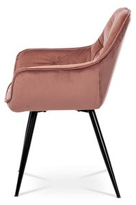 Jídelní židle, starorůžová sametová látka DCH-421 PINK4